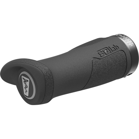 SQlab 702 2.0 Short ergonomic handlebar grip in dark grey, three-quarter view