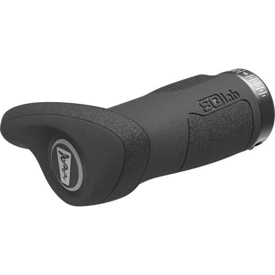 SQlab 721 2.0 Short ergonomic bicycle grip in dark grey with ergonomic wing and lock-on clamp collar