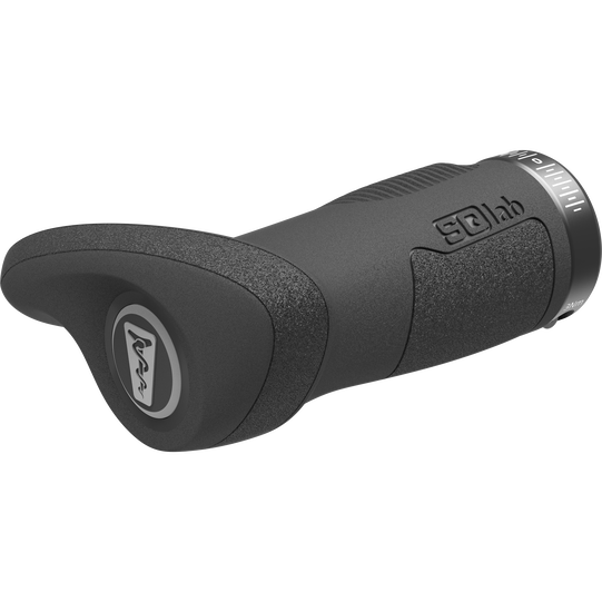SQlab 721 2.0 Short ergonomic bicycle grip in dark grey with ergonomic wing and lock-on clamp collar