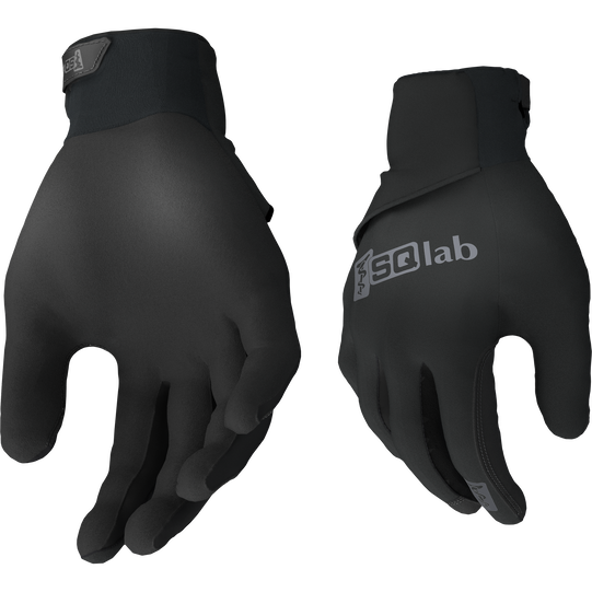 SQlab ONE10 winter cycling gloves in black with waterproof palm and rain cover for mountain biking