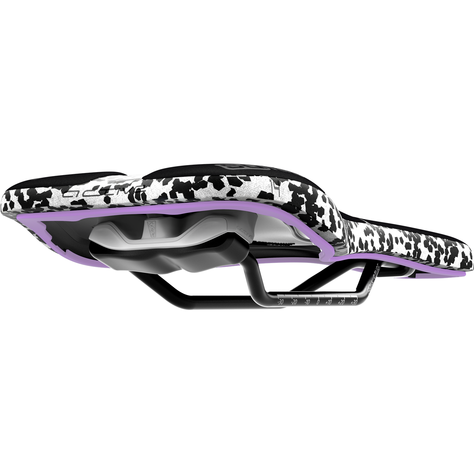 SQlab ClipOn 611 Infinergy ERGOWAVE active 2.1 ltd. bike saddle in black, white and lavender