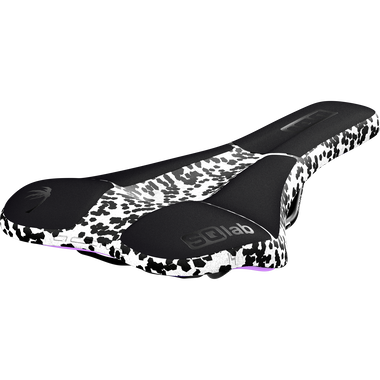 SQlab ClipOn 611 Infinergy ERGOWAVE active 2.1 ltd. saddle in black and white animal print with purple accents