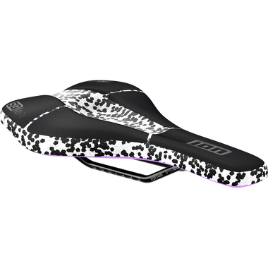 SQlab ClipOn 611 Infinergy ERGOWAVE active 2.1 ltd. saddle in black, white and lavender splatter print