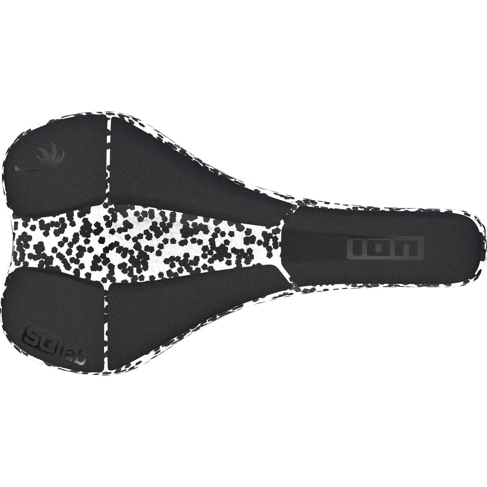 SQlab ClipOn 611 Infinergy ERGOWAVE active saddle in black and white speckle pattern