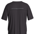 SQlab TITD oversized unisex tee in charcoal black back view with tonal print