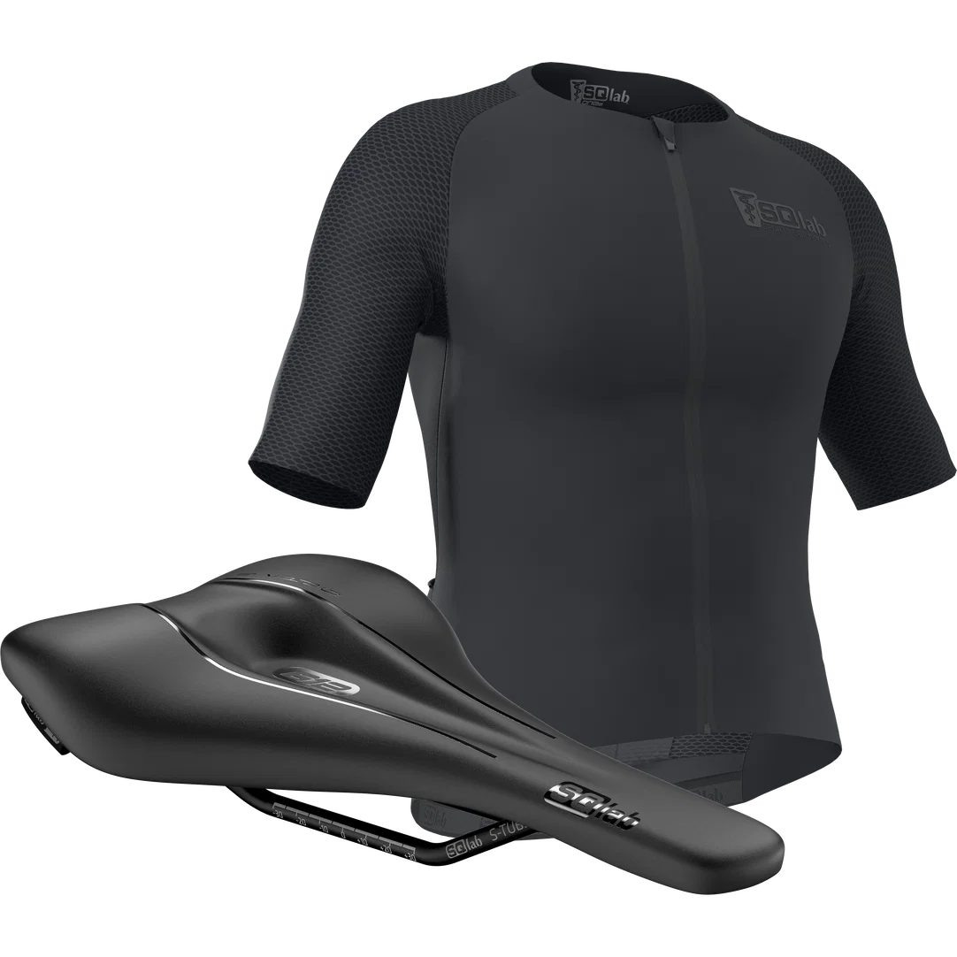 SQlab Road Basic cycling jersey and 612 saddle bundle in black