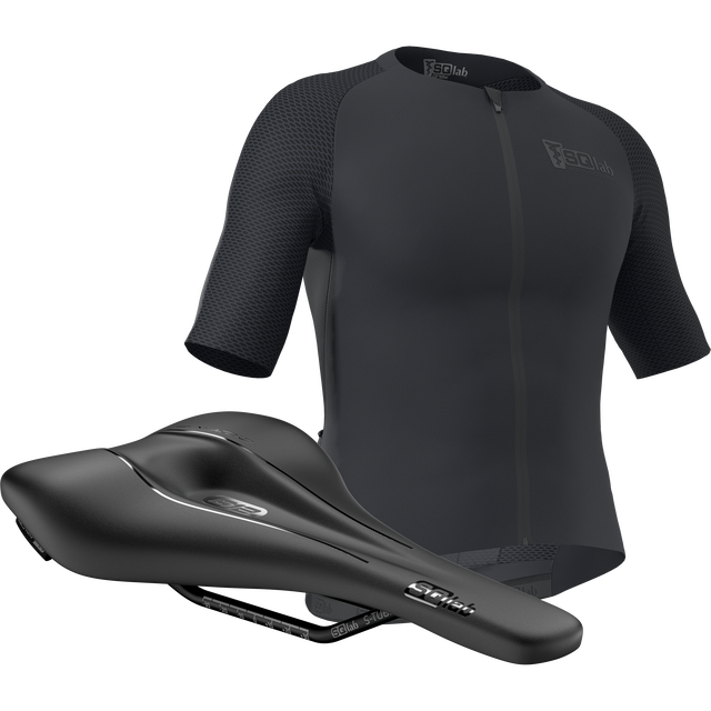 SQlab Road Basic cycling jersey and 612 saddle bundle in black