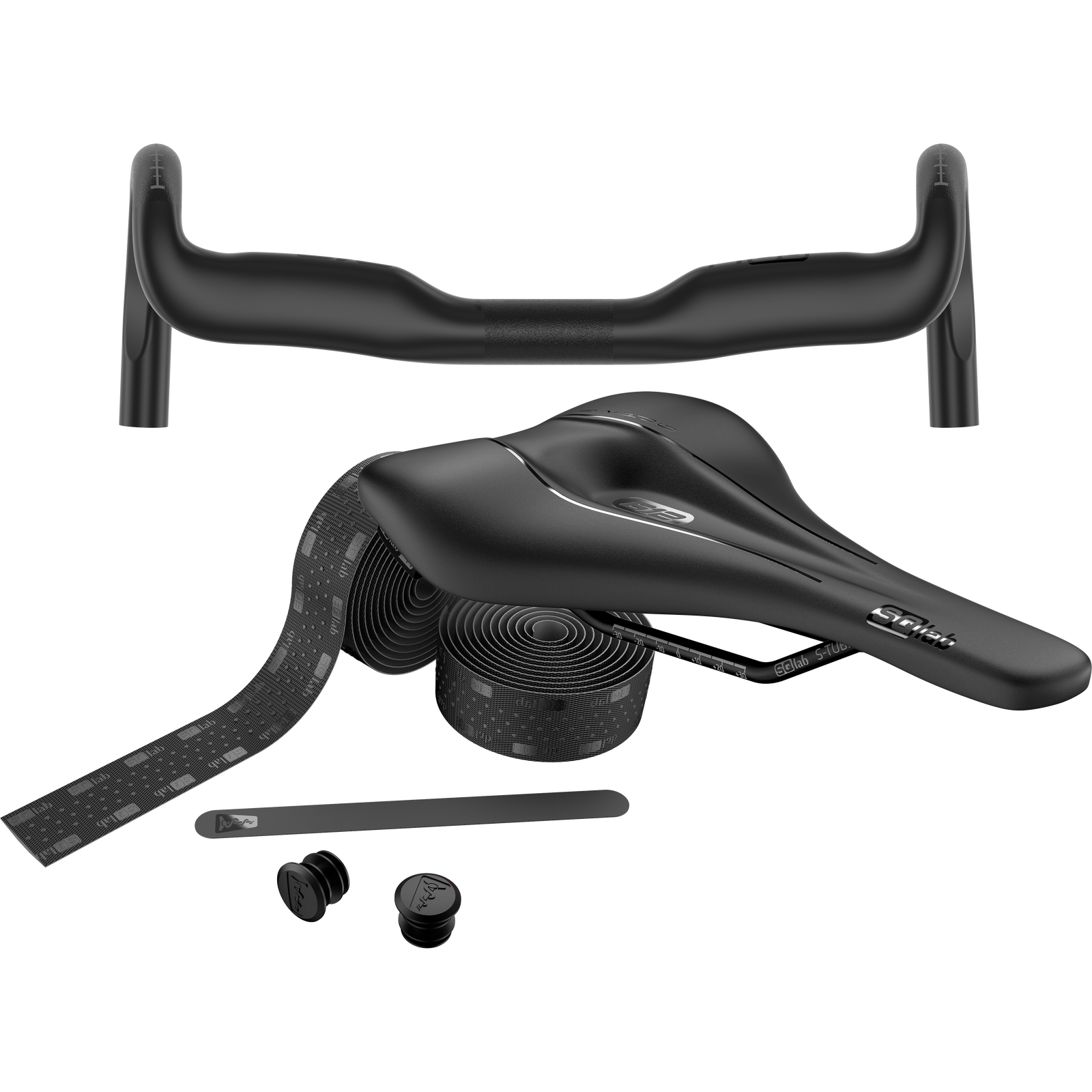 SQlab Road Complete bundle avec cintre carbone, selle 612 et ruban de cintre en noir