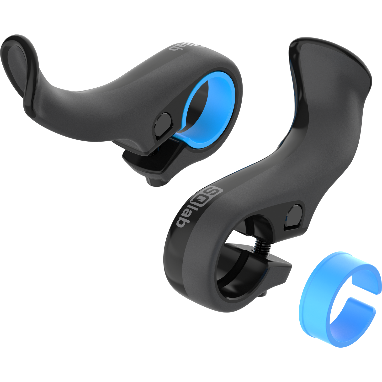 SQlab 411 MTB inner bar ends in dark charcoal with blue accent ring