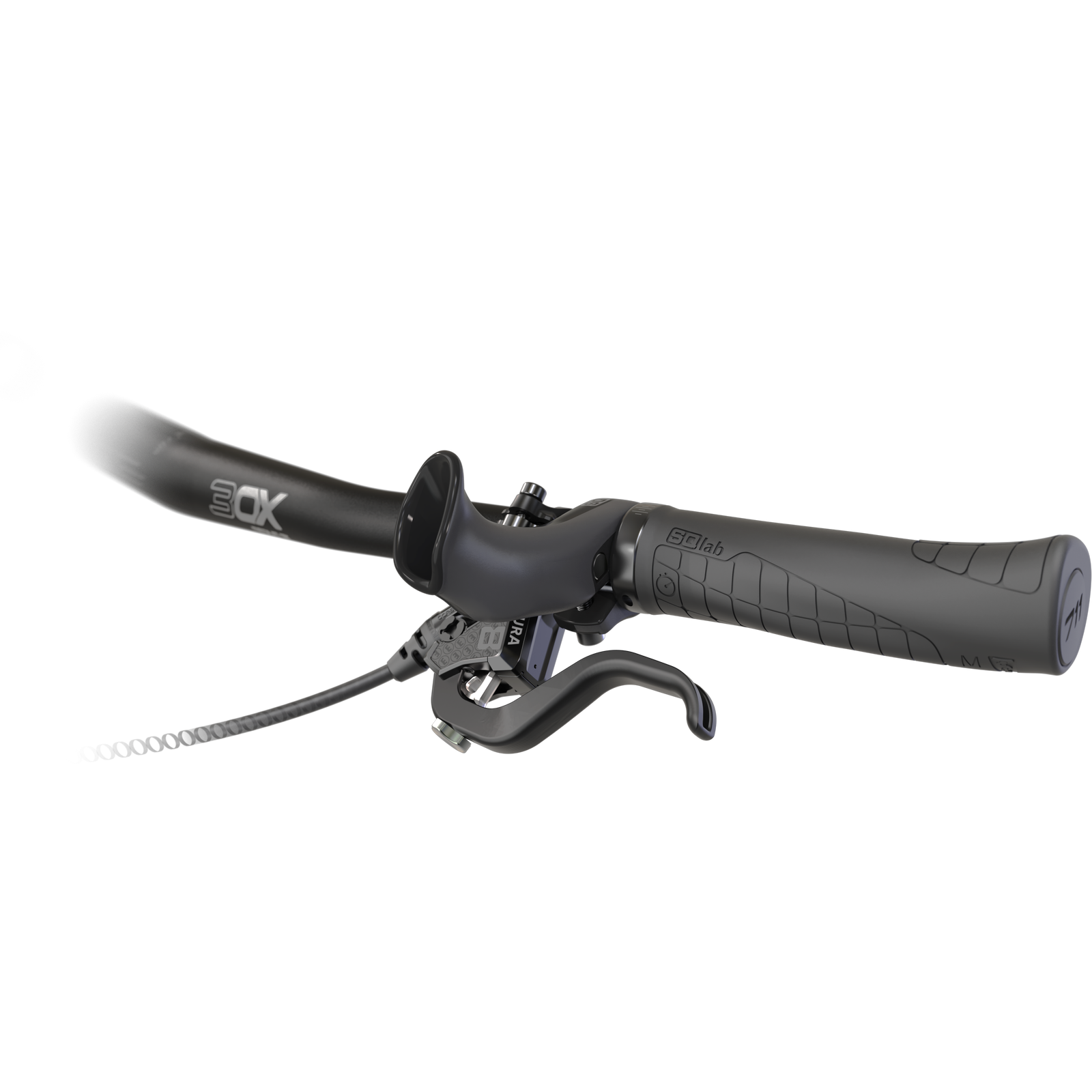 SQlab 410 Trekking inner bar end onesize in matte black with brake lever on handlebar