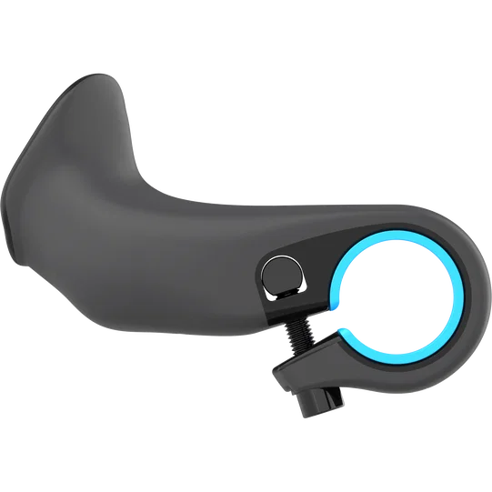 SQlab 410 Trekking inner bar end in dark charcoal with cyan clamp ring