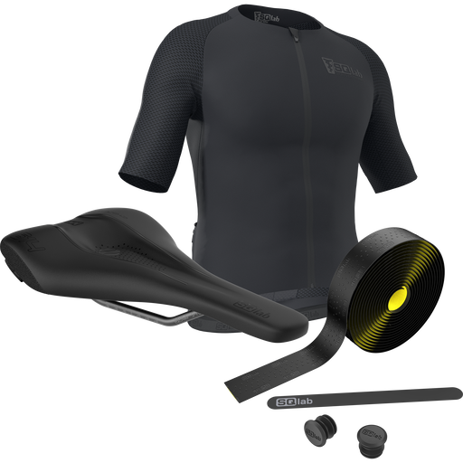 SQlab Gravel Complete bundle with cycling jersey, saddle and handlebar tape in black and yellow-green