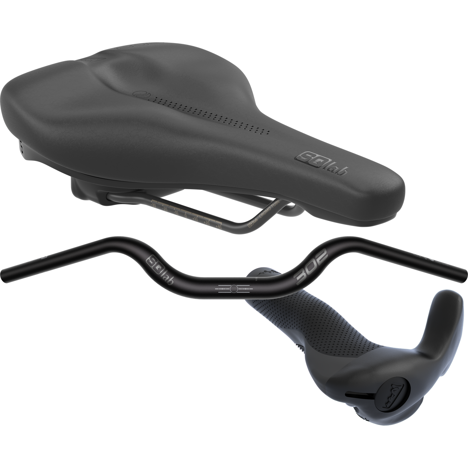 SQlab Trekking Plus bundle saddle, handlebar and ergonomic grips in black