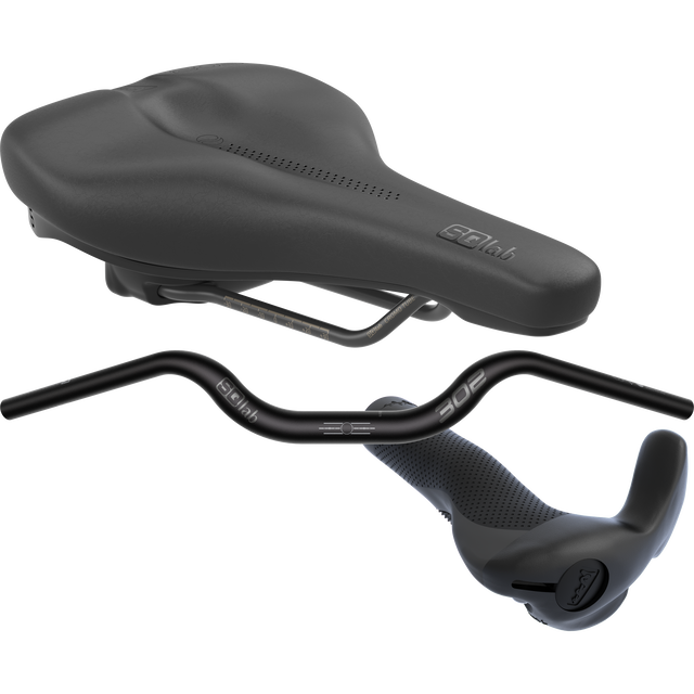 SQlab Trekking Plus bundle saddle, handlebar and ergonomic grips in black