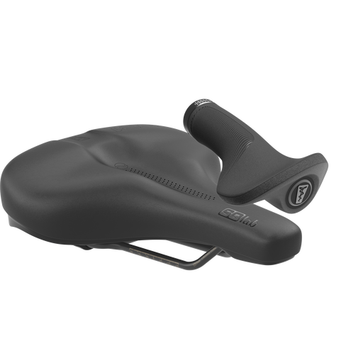 SQlab City Basic bike saddle and handlebar grips bundle in black