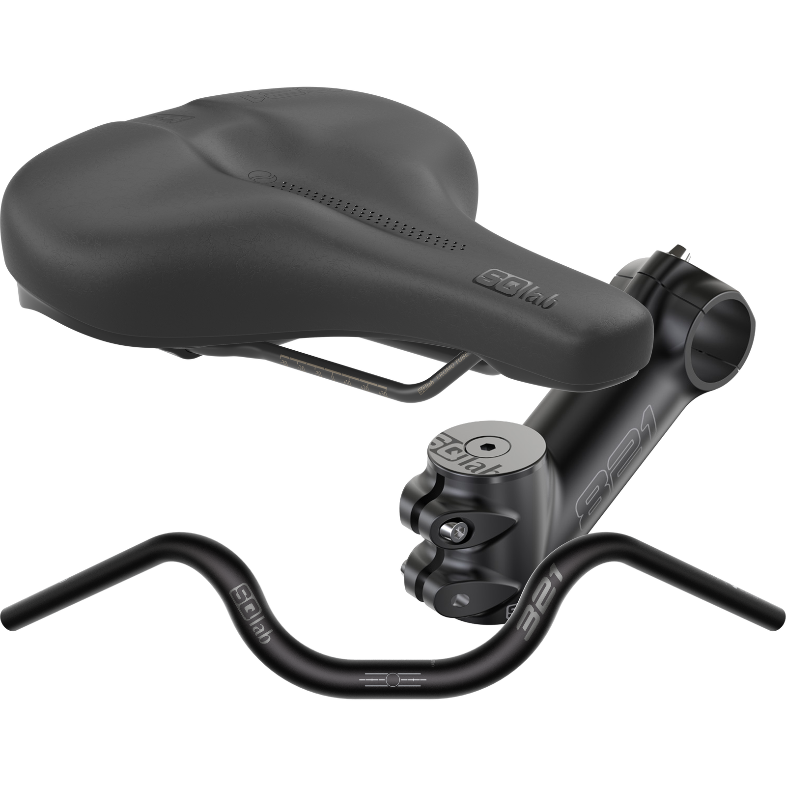 SQlab City Complete bundle saddle stem and handlebar set in matte black