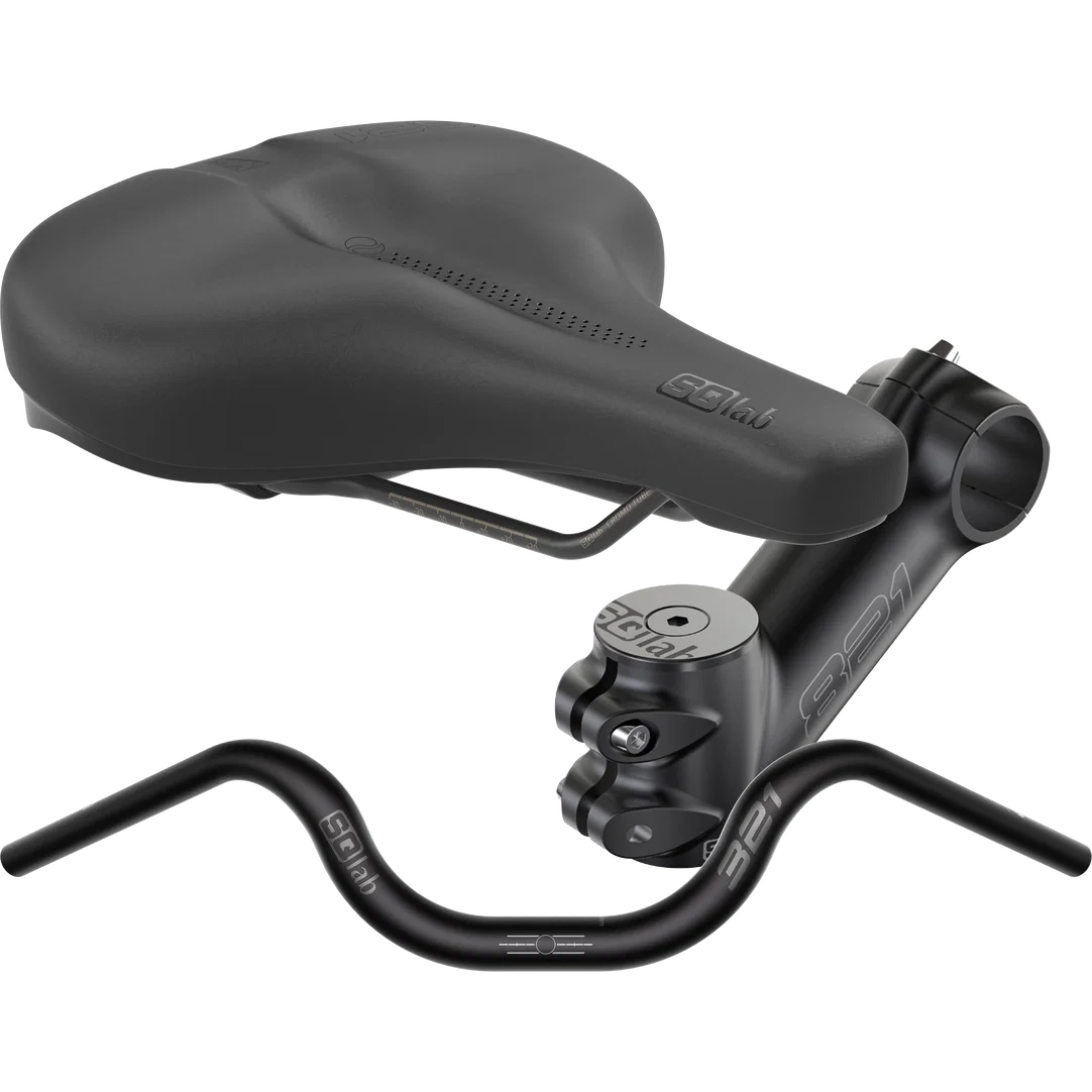 SQlab City Complete bundle saddle stem and handlebar set in matte black