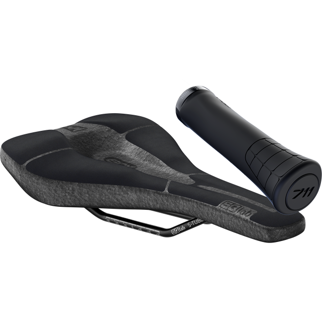 SQlab MTB Basic bundle mountain bike saddle and grips in black