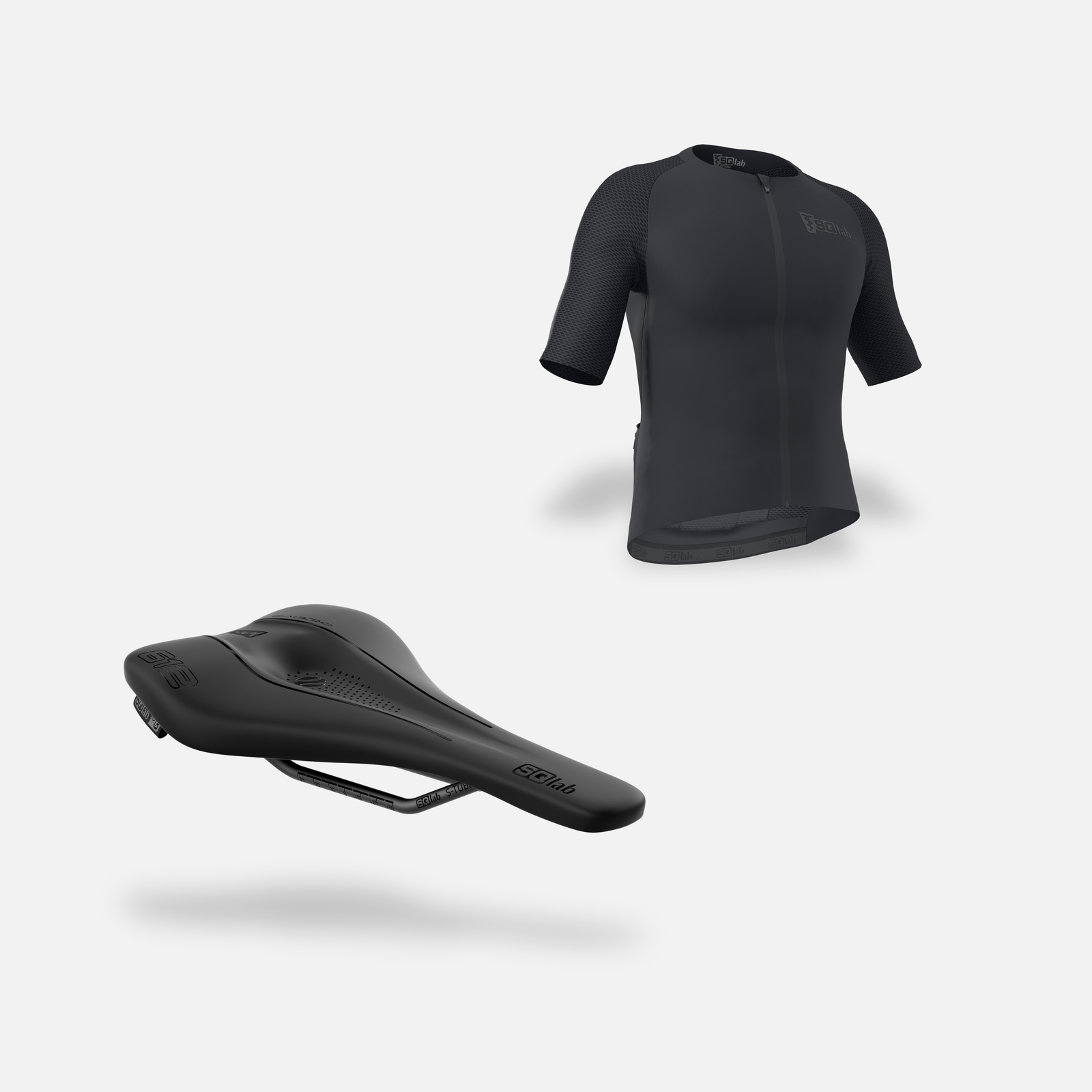 SQlab Road Basic Sattel und Radtrikot Set in schwarz