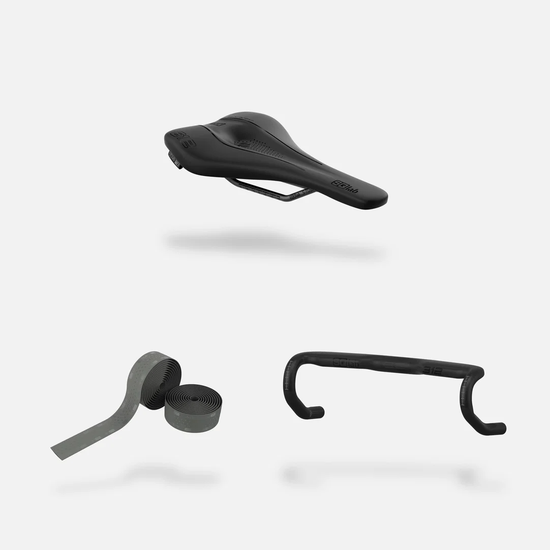 SQlab Road Complete Set Sattel, Lenkerband und Rennradlenker in schwarz