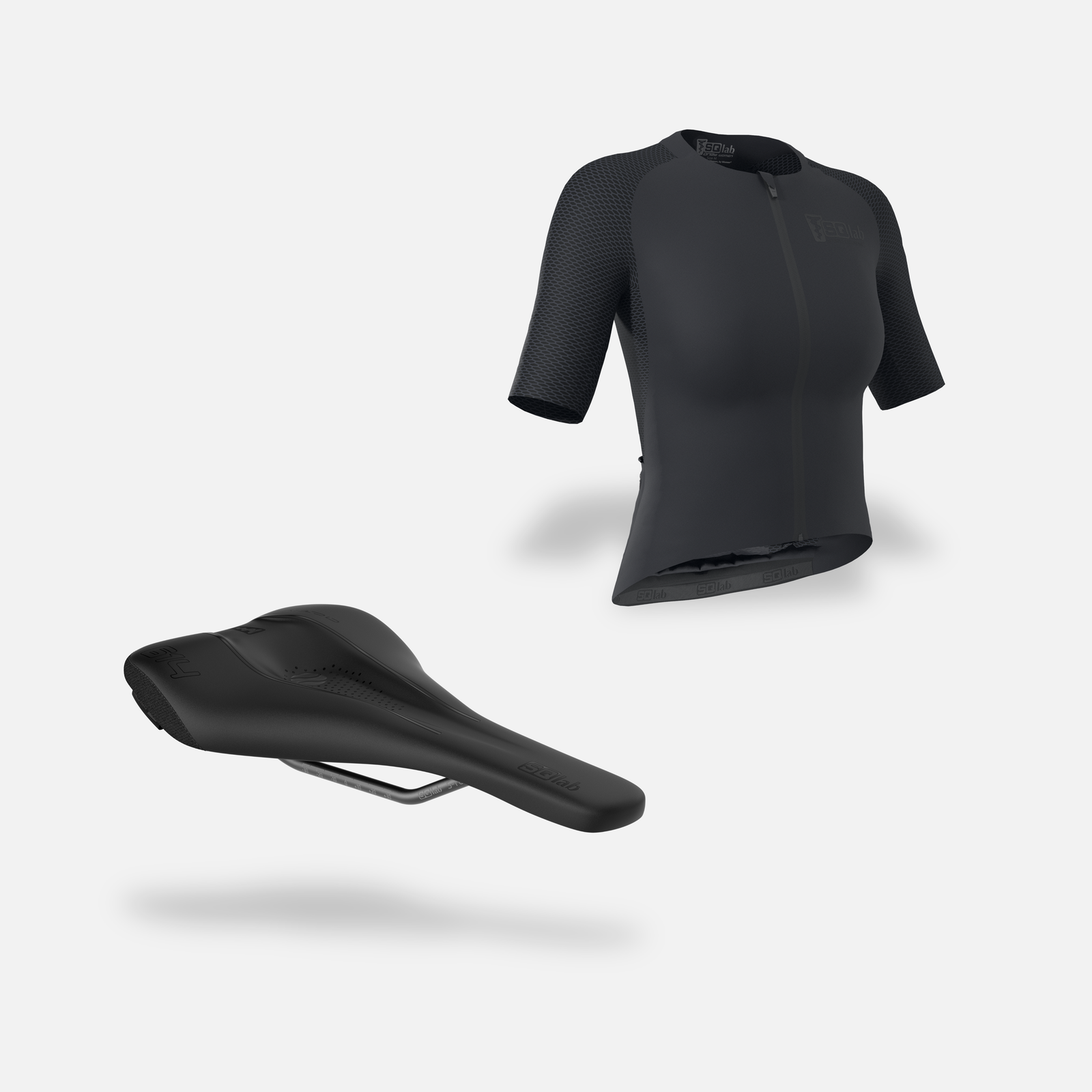 SQlab Gravel Basic Trikot und Fahrradsattel Set in schwarz