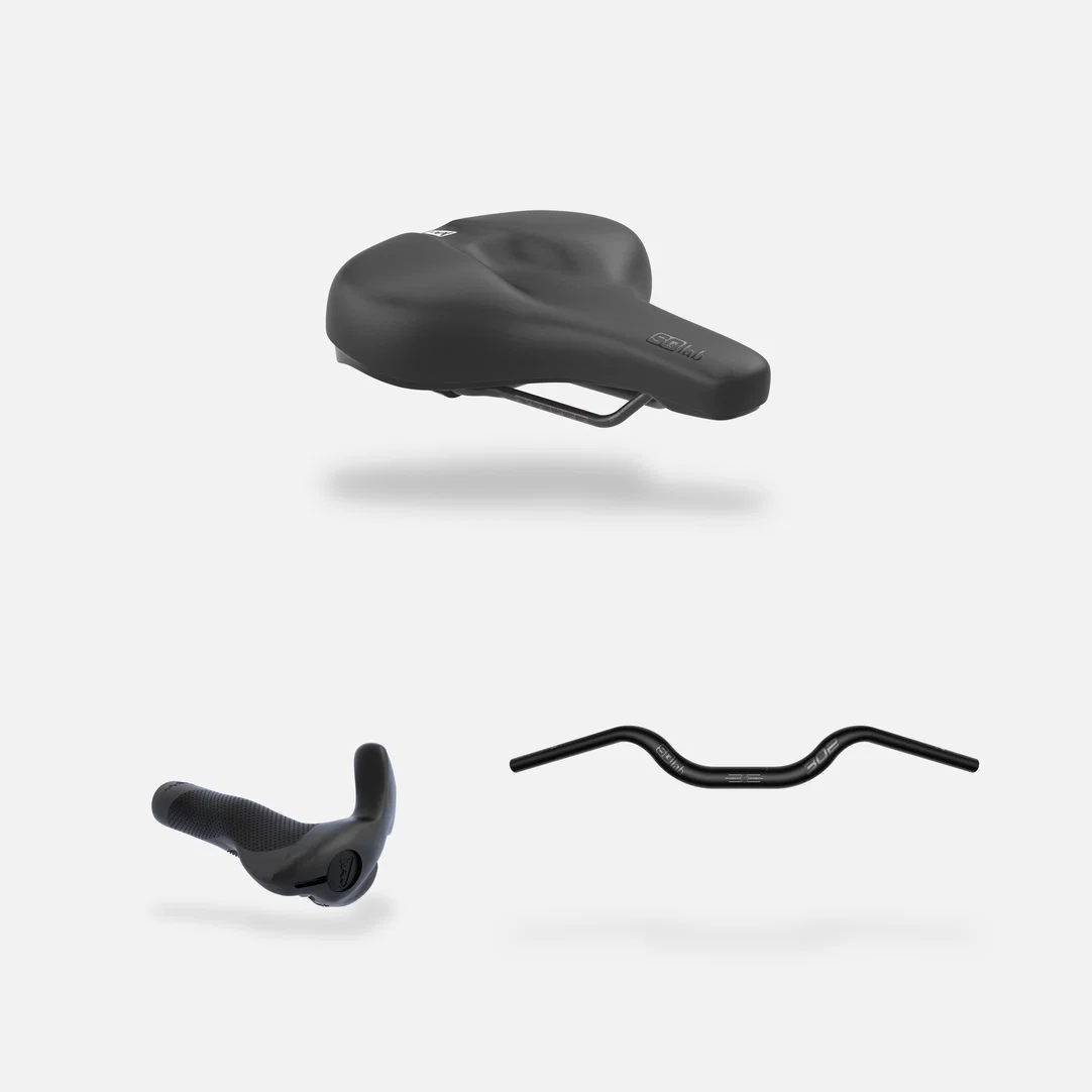 SQlab Trekking Plus Fahrrad-Set mit Sattel, Lenker und Griffen in schwarz