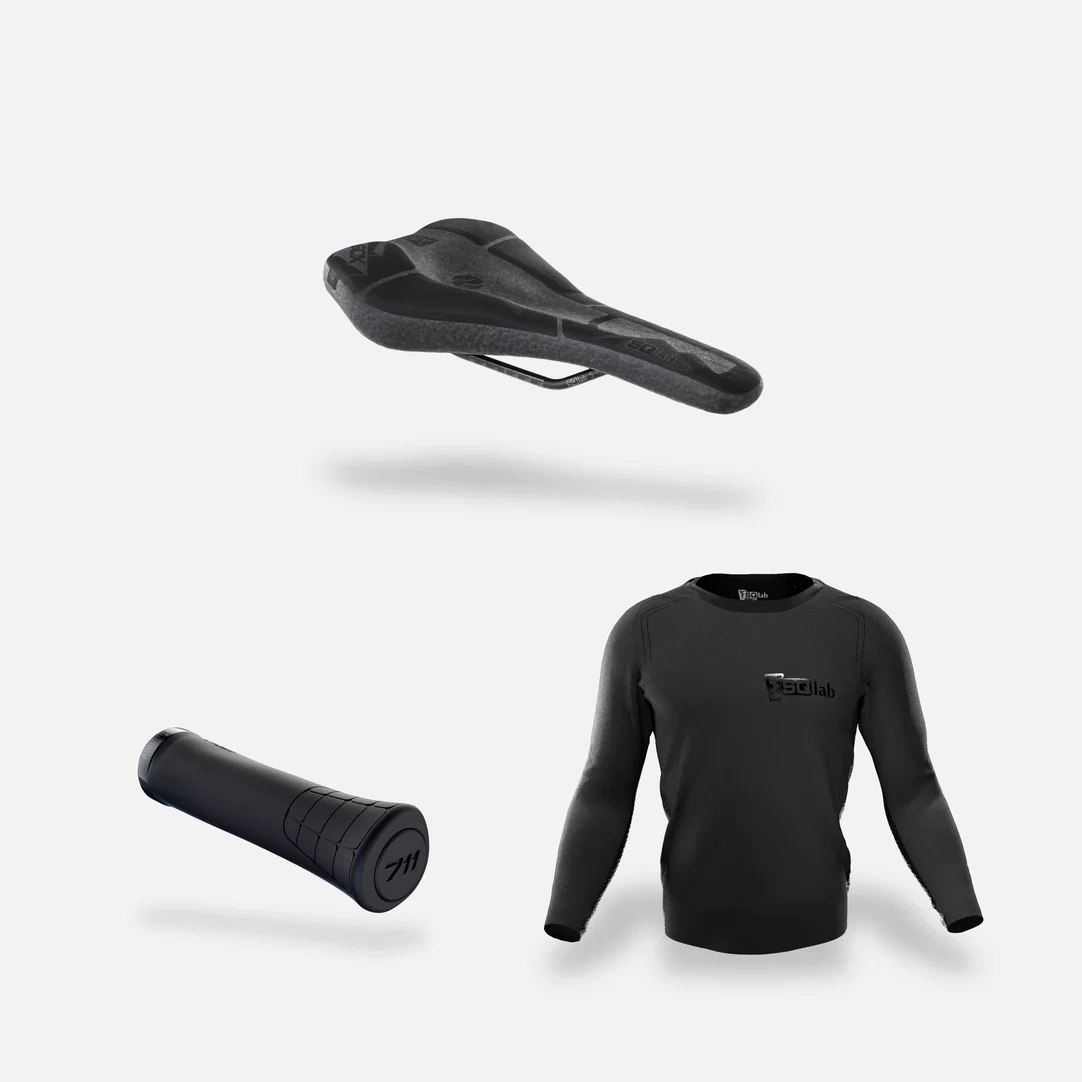 SQlab MTB Complete Set mit Sattel, Lenkergriff 711 und Langarm-Trikot in schwarz